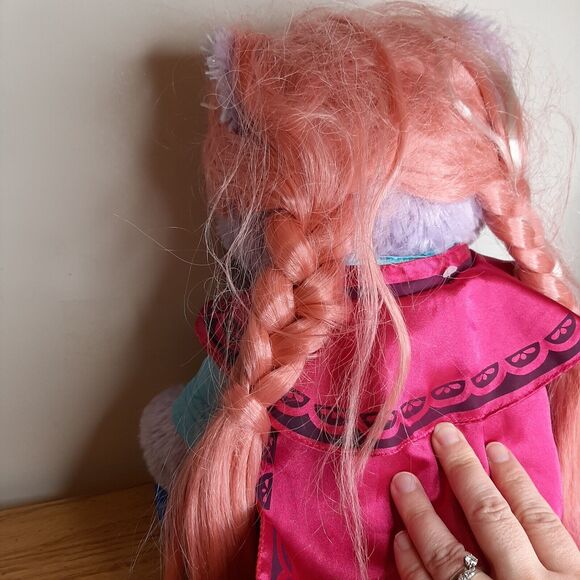 2014 Build A Bear BAB Disney Purple Frozen Anna Bear w/ Dress Cape Wig COMPLETE - Picture 6 of 11